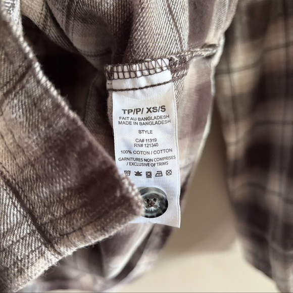 Garage White & Brown Plaid “Dylan” Oversized Button Down Flannel Shirt – XS/S - Picture 14 of 16